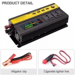 Inverter Αυτοκινήτου 1200W Καθαρού Ημιτόνου για Μετατροπή 12V DC σε 230V AC με 4 x USB 