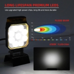 LED Προβολέας SLIM 10-30 Volt Υψηλής Ισχύος 10W με Ενσωματωμένο STROBE Οδικής Βοήθειας Πορτοκαλί 10cm x 12.8cm x 3.6cm