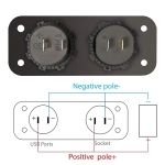 Πάνελ για Ενσωμάτωση Ταμπλό με 2 Φορτιστές USB 4.2A με Πρίζα Αναπτήρα 12V για Αυτοκίνητο / Τροχόσπιτο / Σκάφος κτλ.