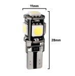 T10 LED Can Bus 5 SMD 5050 12V Ψυχρό Λευκό 2 Τεμάχια