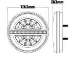 LED Σετ Е-Мark Φανός Οπίσθιος Φιμέ Τζάμι ΝΕΟΝ 12V / 24V 3 Λειτουργίες Φρένων - Tρεχούμενο φλας - Πορείας με Καλώδιο Ø13cm 2 Τεμάχια