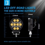 LED Προβολέας SLIM 10-30 Volt Υψηλής Ισχύος  Λευκό / DRL Πορτοκαλί 110mm x 110mm x 35mm IP68