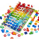 Ξύλινο Εκπαιδευτικό Παιχνίδι MONTESSORI με Ζώα / Ψάρια / Δαχτυλίδια / Αριθμούς και Φιγούρες