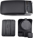 Δερμάτινο Υποβραχιόνιο για VW Golf V 2003–2009 / VW Golf VI 2008–2013 / VW Jetta V 2005–2010 - Οικολογικό δέρμα - Μαύρο