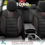 Σετ Καλύμματα Αυτοκινήτου Otom Toro Design Universal Βαμβακερό Ύφασμα και Δερματίνη Εμπρός και Πίσω 11 Τεμαχίων Μαύρο - Κόκκινο
