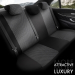 Σετ Καλύμματα Αυτοκινήτου Otom Toro Design Universal Βαμβακερό Ύφασμα και Δερματίνη Εμπρός και Πίσω 11 Τεμαχίων Μαύρο - Κόκκινο