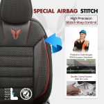 Σετ Καλύμματα Αυτοκινήτου Otom Toro Design Universal Βαμβακερό Ύφασμα και Δερματίνη Εμπρός και Πίσω 11 Τεμαχίων Μαύρο - Κόκκινο