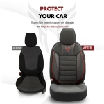 Σετ Καλύμματα Αυτοκινήτου Otom Toro Design Universal Βαμβακερό Ύφασμα και Δερματίνη Εμπρός και Πίσω 11 Τεμαχίων Μαύρο - Κόκκινο