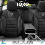 Σετ Καλύμματα Αυτοκινήτου Otom Toro Design Universal Βαμβακερό Ύφασμα και Δερματίνη Εμπρός και Πίσω 11 Τεμαχίων Μαύρο
