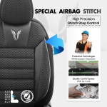 Σετ Καλύμματα Αυτοκινήτου Otom Toro Design Universal Βαμβακερό Ύφασμα και Δερματίνη Εμπρός και Πίσω 11 Τεμαχίων Μαύρο