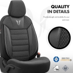 Σετ Καλύμματα Αυτοκινήτου Otom Toro Design Universal Βαμβακερό Ύφασμα και Δερματίνη Εμπρός και Πίσω 11 Τεμαχίων Μαύρο