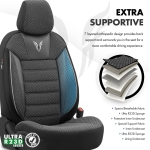 Σετ Καλύμματα Αυτοκινήτου Otom Toro Design Universal Βαμβακερό Ύφασμα και Δερματίνη Εμπρός και Πίσω 11 Τεμαχίων Μαύρο