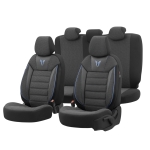Σετ Καλύμματα Αυτοκινήτου Otom Toro Design Universal Βαμβακερό Ύφασμα και Δερματίνη Εμπρός και Πίσω 11 Τεμαχίων Μαύρο - Μπλέ