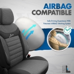 Σετ Καλύμματα Αυτοκινήτου Otom Line Design Orthopedic Extra Support Universal Βαμβακερό Ύφασμα Εμπρός και Πίσω 11 Τεμαχίων Μαύρο