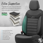 Σετ Καλύμματα Αυτοκινήτου Otom Line Design Orthopedic Extra Support Universal Βαμβακερό Ύφασμα Εμπρός και Πίσω 11 Τεμαχίων Μαύρο