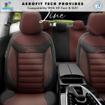 Σετ Καλύμματα Αυτοκινήτου Otom Line Design Orthopedic Extra Support Universal Βαμβακερό Ύφασμα Εμπρός και Πίσω 11 Τεμαχίων Κόκκινο - Μαύρο