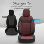 Σετ Καλύμματα Αυτοκινήτου Otom Line Design Orthopedic Extra Support Universal Βαμβακερό Ύφασμα Εμπρός και Πίσω 11 Τεμαχίων Κόκκινο - Μαύρο