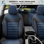 Σετ Καλύμματα Αυτοκινήτου Otom Line Design Orthopedic Extra Support Universal Βαμβακερό Ύφασμα Εμπρός και Πίσω 11 Τεμαχίων Μπλέ - Μαύρο