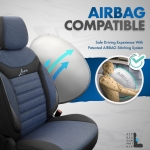 Σετ Καλύμματα Αυτοκινήτου Otom Line Design Orthopedic Extra Support Universal Βαμβακερό Ύφασμα Εμπρός και Πίσω 11 Τεμαχίων Μπλέ - Μαύρο