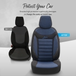 Σετ Καλύμματα Αυτοκινήτου Otom Line Design Orthopedic Extra Support Universal Βαμβακερό Ύφασμα Εμπρός και Πίσω 11 Τεμαχίων Μπλέ - Μαύρο