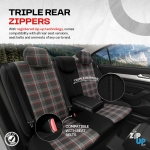 Σετ Καλύμματα Αυτοκινήτου Otom GTI Sports Design Universal Βαμβακερό Ύφασμα και Δερματίνη Εμπρός και Πίσω 11 Τεμαχίων Μαύρο - Κόκκινο