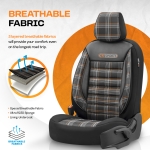 Σετ Καλύμματα Αυτοκινήτου Otom GTI Sports Design Universal Βαμβακερό Ύφασμα και Δερματίνη Εμπρός και Πίσω 11 Τεμαχίων Μαύρο - Πορτοκαλί