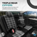 Σετ Καλύμματα Αυτοκινήτου Otom GTI Sports Design Universal Βαμβακερό Ύφασμα και Δερματίνη Εμπρός και Πίσω 11 Τεμαχίων Μαύρο - Γκρί