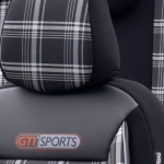 Σετ Καλύμματα Αυτοκινήτου Otom GTI Sports Design Universal Βαμβακερό Ύφασμα και Δερματίνη Εμπρός και Πίσω 11 Τεμαχίων Μαύρο - Λευκό