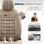 Σετ Καλύμματα Αυτοκινήτου Otom GTI Sports Design Universal Βαμβακερό Ύφασμα και Δερματίνη Εμπρός και Πίσω 11 Τεμαχίων Μπέζ