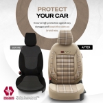 Σετ Καλύμματα Αυτοκινήτου Otom GTI Sports Design Universal Βαμβακερό Ύφασμα και Δερματίνη Εμπρός και Πίσω 11 Τεμαχίων Μπέζ