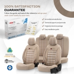 Σετ Καλύμματα Αυτοκινήτου Otom GTI Sports Design Universal Βαμβακερό Ύφασμα και Δερματίνη Εμπρός και Πίσω 11 Τεμαχίων Μπέζ