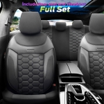 Σετ Καλύμματα Αυτοκινήτου Otom Carbon Design Universal Βαμβακερό Ύφασμα και Δερματίνη Εμπρός και Πίσω 11 Τεμαχίων Μαύρο