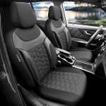 Σετ Καλύμματα Αυτοκινήτου Otom Carbon Design Universal Βαμβακερό Ύφασμα και Δερματίνη Εμπρός και Πίσω 11 Τεμαχίων Μαύρο