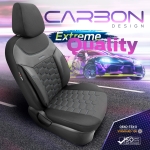 Σετ Καλύμματα Αυτοκινήτου Otom Carbon Design Universal Βαμβακερό Ύφασμα και Δερματίνη Εμπρός και Πίσω 11 Τεμαχίων Μαύρο