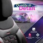 Σετ Καλύμματα Αυτοκινήτου Otom Carbon Design Universal Βαμβακερό Ύφασμα και Δερματίνη Εμπρός και Πίσω 11 Τεμαχίων Μαύρο / Κόκκινο