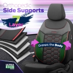 Σετ Καλύμματα Αυτοκινήτου Otom Carbon Design Universal Βαμβακερό Ύφασμα και Δερματίνη Εμπρός και Πίσω 11 Τεμαχίων Μαύρο / Κόκκινο