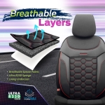 Σετ Καλύμματα Αυτοκινήτου Otom Carbon Design Universal Βαμβακερό Ύφασμα και Δερματίνη Εμπρός και Πίσω 11 Τεμαχίων Μαύρο / Κόκκινο