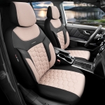 Σετ Καλύμματα Αυτοκινήτου Otom Carbon Design Universal Βαμβακερό Ύφασμα και Δερματίνη Εμπρός και Πίσω 11 Τεμαχίων Μπέζ