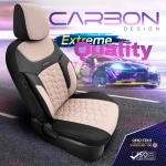 Σετ Καλύμματα Αυτοκινήτου Otom Carbon Design Universal Βαμβακερό Ύφασμα και Δερματίνη Εμπρός και Πίσω 11 Τεμαχίων Μπέζ