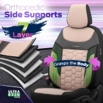 Σετ Καλύμματα Αυτοκινήτου Otom Carbon Design Universal Βαμβακερό Ύφασμα και Δερματίνη Εμπρός και Πίσω 11 Τεμαχίων Μπέζ