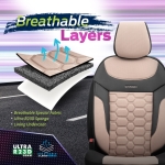 Σετ Καλύμματα Αυτοκινήτου Otom Carbon Design Universal Βαμβακερό Ύφασμα και Δερματίνη Εμπρός και Πίσω 11 Τεμαχίων Μπέζ