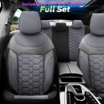 Σετ Καλύμματα Αυτοκινήτου Otom Carbon Design Universal Βαμβακερό Ύφασμα και Δερματίνη Εμπρός και Πίσω 11 Τεμαχίων Γκρί
