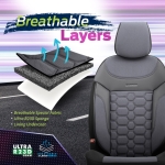 Σετ Καλύμματα Αυτοκινήτου Otom Carbon Design Universal Βαμβακερό Ύφασμα και Δερματίνη Εμπρός και Πίσω 11 Τεμαχίων Γκρί