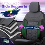 Σετ Καλύμματα Αυτοκινήτου Otom Carbon Design Universal Βαμβακερό Ύφασμα και Δερματίνη Εμπρός και Πίσω 11 Τεμαχίων Γκρί