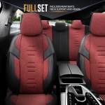 Σετ Καλύμματα Αυτοκινήτου Otom Throne Universal Λινό Ύφασμα Rachel και Δερματίνη Εμπρός και Πίσω 11 Τεμαχίων Κόκκινο / Μαύρο