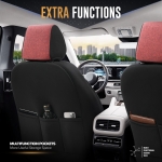 Σετ Καλύμματα Αυτοκινήτου Otom Throne Universal Λινό Ύφασμα Rachel και Δερματίνη Εμπρός και Πίσω 11 Τεμαχίων Κόκκινο / Μαύρο