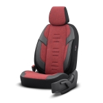 Σετ Καλύμματα Αυτοκινήτου Otom Throne Universal Λινό Ύφασμα Rachel και Δερματίνη Εμπρός και Πίσω 11 Τεμαχίων Κόκκινο / Μαύρο