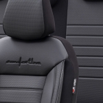 Σετ Καλύμματα Αυτοκινήτου Otom Comfortline Design Universal Ύφασμα Sued και Δερματίνη Εμπρός και Πίσω 11 Τεμαχίων Μαύρο