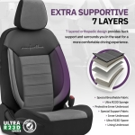 Σετ Καλύμματα Αυτοκινήτου Otom Comfortline Design Universal Ύφασμα Sued και Δερματίνη Εμπρός και Πίσω 11 Τεμαχίων Μαύρο / Γκρί