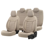 Σετ Καλύμματα Αυτοκινήτου Otom Comfortline Design Universal Ύφασμα Sued και Δερματίνη Εμπρός και Πίσω 11 Τεμαχίων Μπέζ
